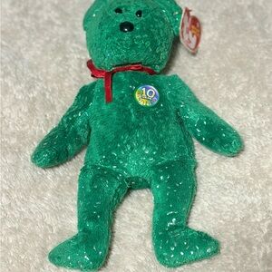 Ty‎ Beanie Baby Retired 2003 "Decade" The Green Version Teddy Bear